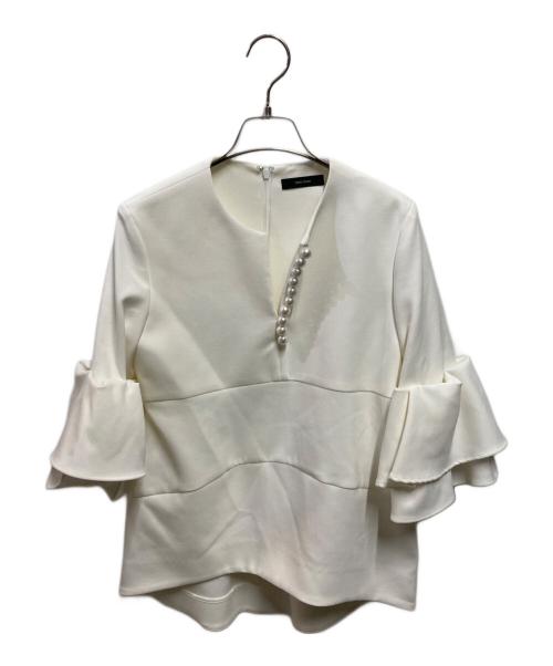 YOKO CHAN（ヨーコチャン）YOKO CHAN (ヨーコチャン) ティアードスリーブパールブラウス ホワイト サイズ:38の古着・服飾アイテム