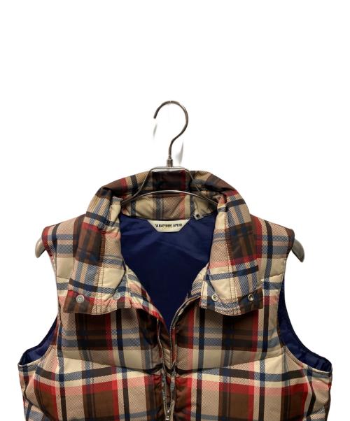 A BATHING APE（ア ベイシング エイプ）A BATHING APE (ア ベイシング エイプ) チェックダウンベスト ブラウン サイズ:Ｍの古着・服飾アイテム