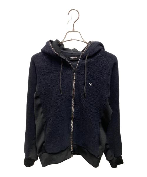 1PIU1UGUALE3 RELAX（ウノピゥウノウグァーレトレ リラックス）1PIU1UGUALE3 RELAX (ウノピゥウノウグァーレトレ リラックス) ラインストーンジップスウェットパーカー ブラック サイズ:Lの古着・服飾アイテム