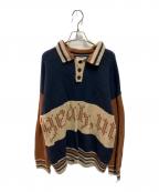 son of the cheese（サノバチーズ））の古着「Yeah um no Knit」｜ブラウン×ネイビー