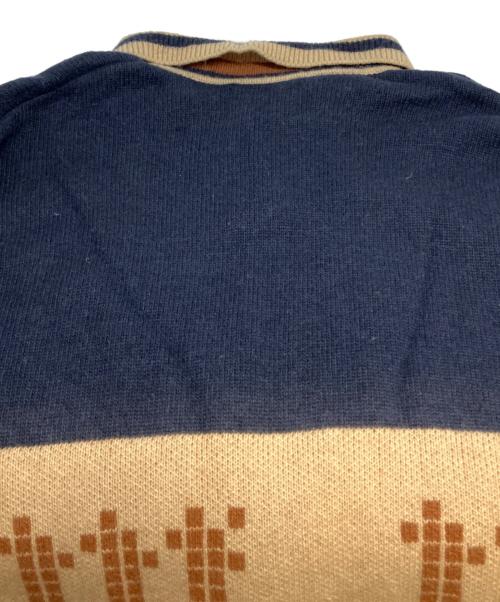 son of the cheese（（サノバチーズ））son of the cheese (（サノバチーズ）) Yeah um no Knit ブラウン×ネイビー サイズ:Ｌの古着・服飾アイテム