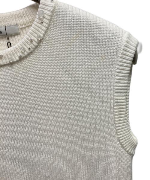 Rene（ルネ）Rene (ルネ) ビジュー付きノースリーブニットティアードワンピース ホワイト サイズ:36の古着・服飾アイテム