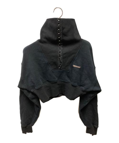 PRANK PROJECT（プランクプロジェクト）PRANK PROJECT (プランクプロジェクト) フックアイカラークロップドスウェット ブラック サイズ:FREEの古着・服飾アイテム