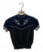 HERMESエルメス）の古着「カシミヤシルク半袖ニット」｜ネイビー