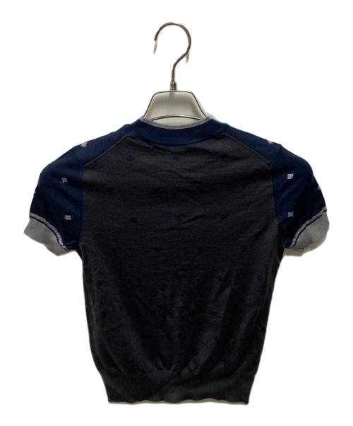 HERMES（エルメス）HERMES (エルメス) カシミヤシルク半袖ニット ネイビー サイズ:34の古着・服飾アイテム