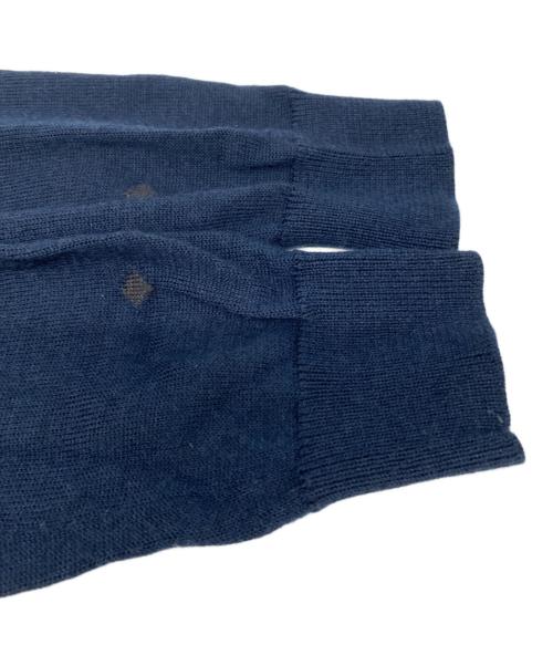 HERMES（エルメス）HERMES (エルメス) カシミヤシルク丸襟カーディガン ネイビー×グレー サイズ:34の古着・服飾アイテム