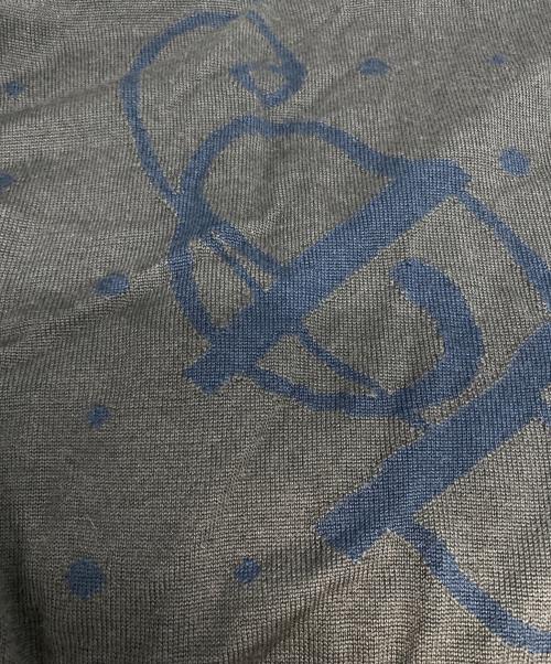 HERMES（エルメス）HERMES (エルメス) カシミヤシルク丸襟カーディガン ネイビー×グレー サイズ:34の古着・服飾アイテム