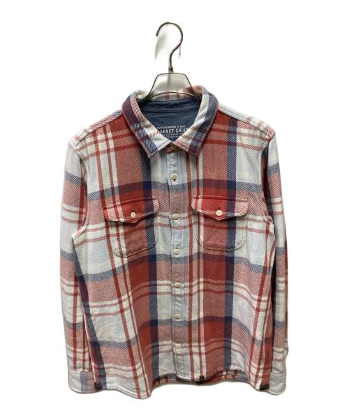 RHC Ron Herman（アールエイチシー ロンハーマン）RHC Ron Herman (アールエイチシー ロンハーマン) OUTERKNOWN (アウターノーン) 10 Years Washed Blanket Shirt スカイブルー×レッド サイズ:Ｍの古着・服飾アイテム