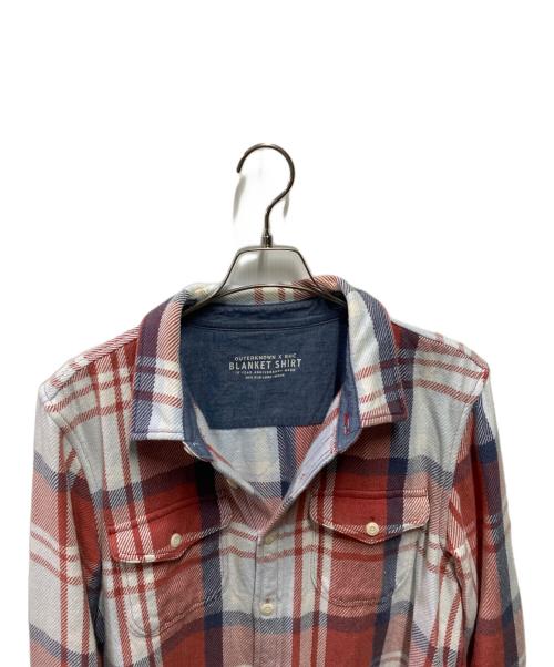 RHC Ron Herman（アールエイチシー ロンハーマン）RHC Ron Herman (アールエイチシー ロンハーマン) OUTERKNOWN (アウターノーン) 10 Years Washed Blanket Shirt スカイブルー×レッド サイズ:Ｍの古着・服飾アイテム