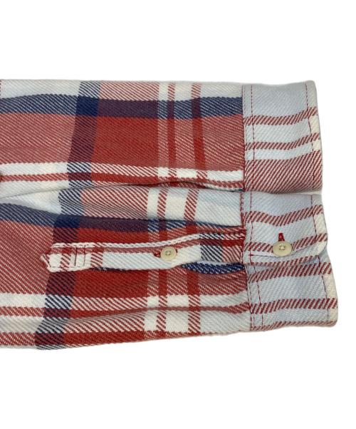 RHC Ron Herman（アールエイチシー ロンハーマン）RHC Ron Herman (アールエイチシー ロンハーマン) OUTERKNOWN (アウターノーン) 10 Years Washed Blanket Shirt スカイブルー×レッド サイズ:Ｍの古着・服飾アイテム