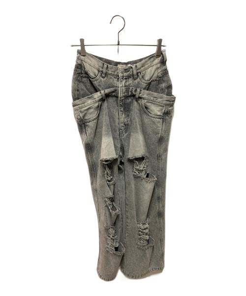 THE TOE（ザ・トゥー）THE TOE (ザ・トゥー) LEXINGTON DOUBLE BELT DENIM PANTS ブラック サイズ:Ｓ 未使用品の古着・服飾アイテム