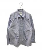 doubletダブレット）の古着「DESTROYED STRIPE SHIRT」｜ブルー