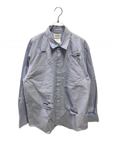 トップス doublet Destroyed stripe shirt 中古・古着通販】doublet (ダブレット) DESTROYED STRIPE SHIRT ブルー