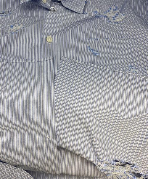 doublet（ダブレット）doublet (ダブレット) DESTROYED STRIPE SHIRT ブルー サイズ:Ｌの古着・服飾アイテム