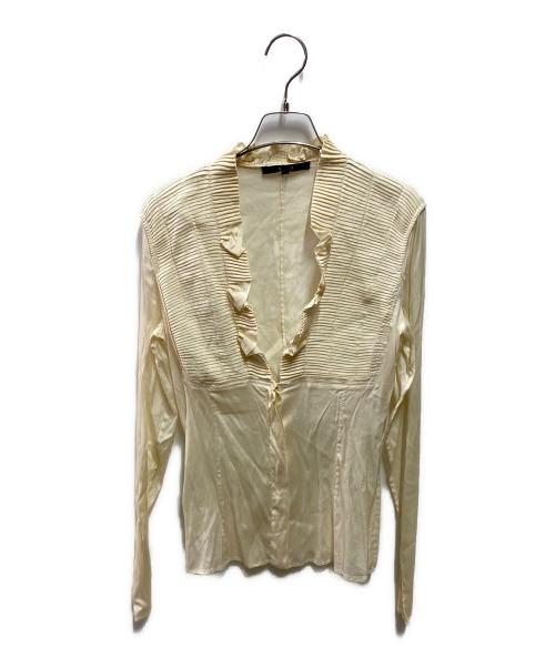 GUCCI（グッチ）GUCCI (グッチ) シルク混フリルブラウス ベージュ サイズ:40の古着・服飾アイテム