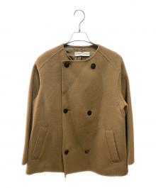 GALERIE VIE（ギャルリーヴィー）の古着「ウールダブルフェイス ショートノーカラーコート」｜ベージュ