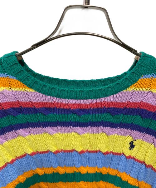 POLO RALPH LAUREN（ポロ・ラルフローレン）POLO RALPH LAUREN (ポロ・ラルフローレン) ストライプド ケーブルニット コットン セーター マルチカラー サイズ:Ｓの古着・服飾アイテム