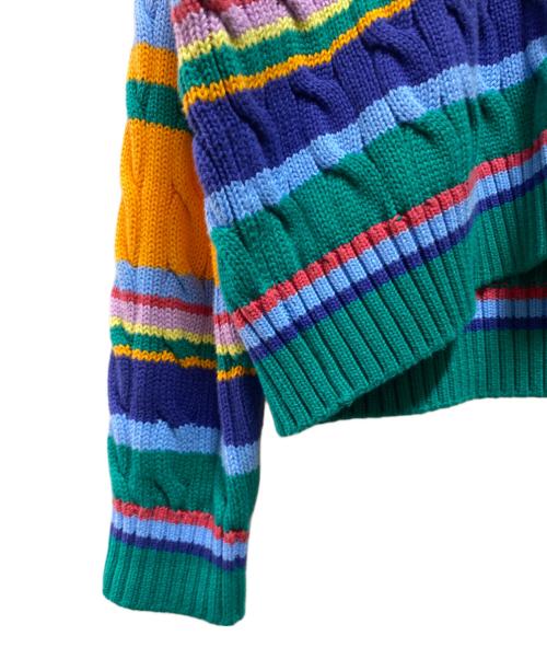 POLO RALPH LAUREN（ポロ・ラルフローレン）POLO RALPH LAUREN (ポロ・ラルフローレン) ストライプド ケーブルニット コットン セーター マルチカラー サイズ:Ｓの古着・服飾アイテム