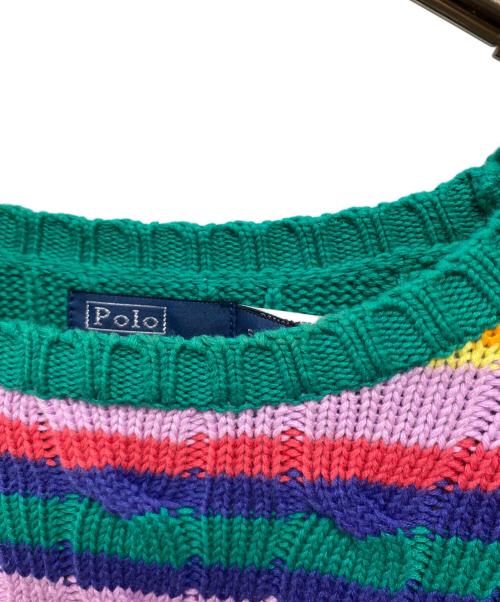 POLO RALPH LAUREN（ポロ・ラルフローレン）POLO RALPH LAUREN (ポロ・ラルフローレン) ストライプド ケーブルニット コットン セーター マルチカラー サイズ:Ｓの古着・服飾アイテム