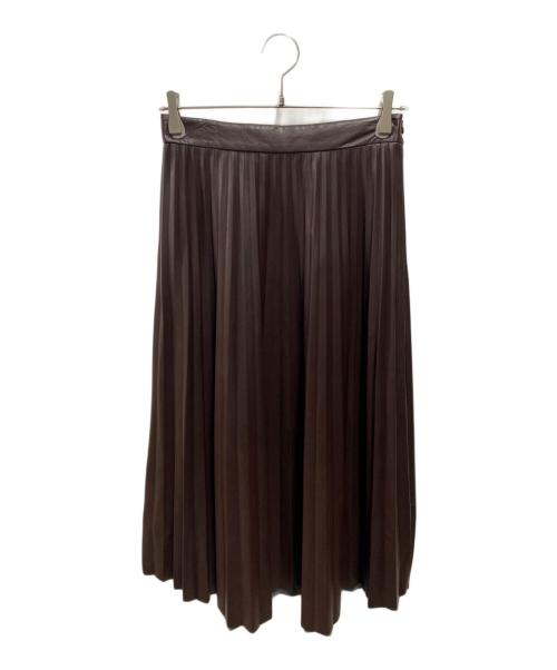 HUGO BOSS（ヒューゴ ボス）HUGO BOSS (ヒューゴ ボス) フェイクレザー プリッセプリーツ ブラウン サイズ:38 未使用品の古着・服飾アイテム