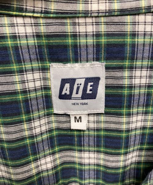 AiE（エーアイイー）AiE (エーアイイー) オープンカラーシャツ ネイビー×グリーン サイズ:Mの古着・服飾アイテム