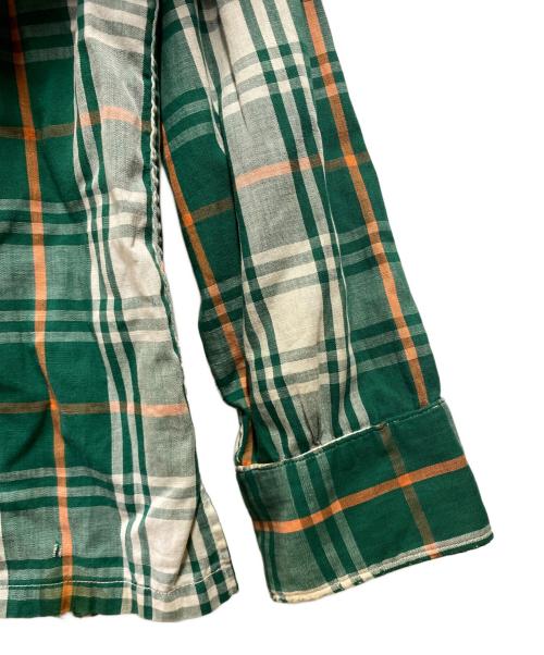 SHAPELY（シャープレイ）SHAPELY (シャープレイ) 60’S～70’S オープンカラーチェックシャツ グリーン サイズ:Ｍの古着・服飾アイテム