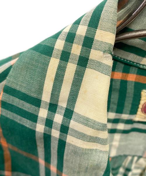 SHAPELY（シャープレイ）SHAPELY (シャープレイ) 60’S～70’S オープンカラーチェックシャツ グリーン サイズ:Ｍの古着・服飾アイテム