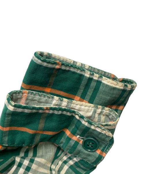 SHAPELY（シャープレイ）SHAPELY (シャープレイ) 60’S～70’S オープンカラーチェックシャツ グリーン サイズ:Ｍの古着・服飾アイテム