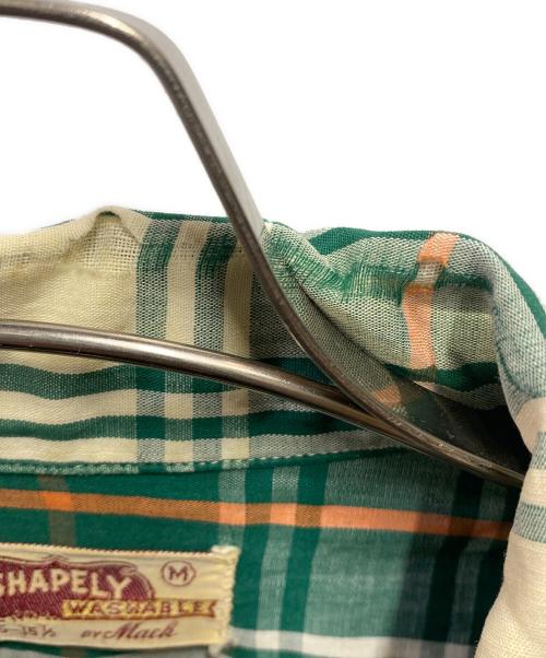 SHAPELY（シャープレイ）SHAPELY (シャープレイ) 60’S～70’S オープンカラーチェックシャツ グリーン サイズ:Ｍの古着・服飾アイテム