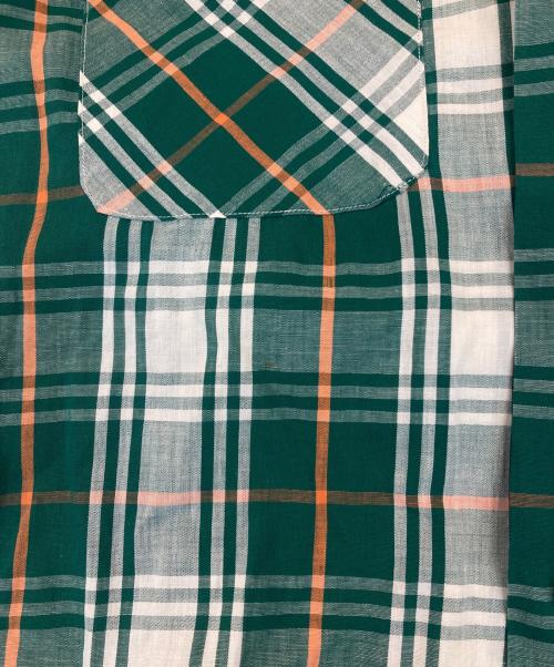 SHAPELY（シャープレイ）SHAPELY (シャープレイ) 60’S～70’S オープンカラーチェックシャツ グリーン サイズ:Ｍの古着・服飾アイテム