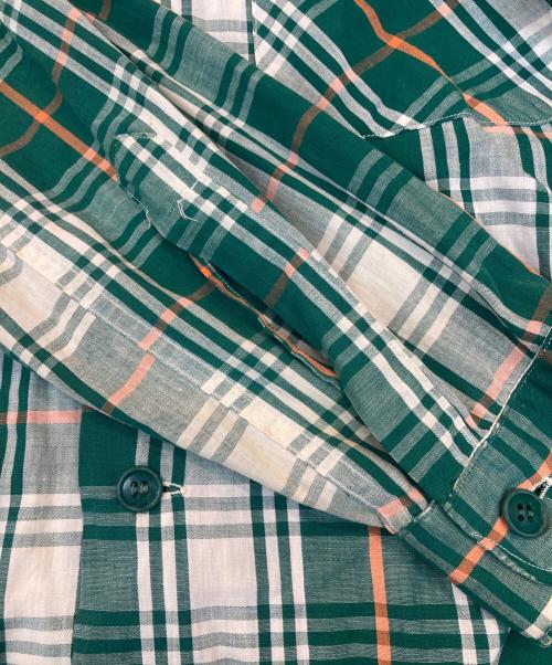 SHAPELY（シャープレイ）SHAPELY (シャープレイ) 60’S～70’S オープンカラーチェックシャツ グリーン サイズ:Ｍの古着・服飾アイテム