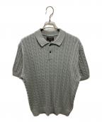 BEAMS PLUSビームスプラス）の古着「リネンコットン ケーブルニットポロシャツ」｜ブルー