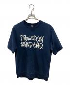 stussy×BEAUTY&YOUTHステューシー×ビューティーアンドユース）の古着「半袖スウェット」｜ネイビー
