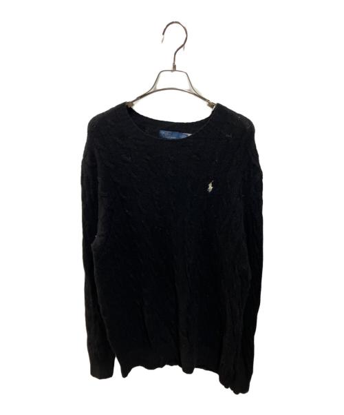 POLO RALPH LAUREN（ポロ・ラルフローレン）POLO RALPH LAUREN (ポロ・ラルフローレン) カシミヤ混ケーブルニット ブラック サイズ:Ｍの古着・服飾アイテム