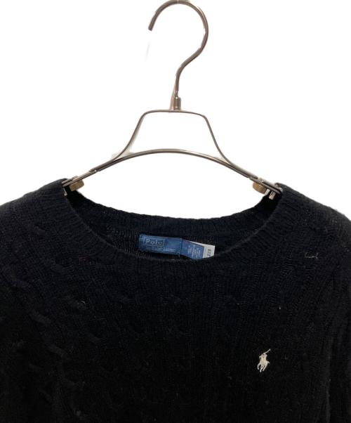 POLO RALPH LAUREN（ポロ・ラルフローレン）POLO RALPH LAUREN (ポロ・ラルフローレン) カシミヤ混ケーブルニット ブラック サイズ:Ｍの古着・服飾アイテム