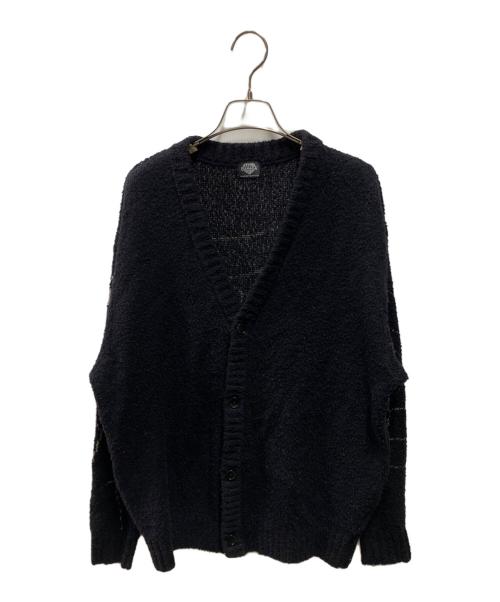 TATTOO STUDIO YAMADA（タトゥースタジオヤマダ）TATTOO STUDIO YAMADA (タトゥースタジオヤマダ) SPIDERWEB BOUCLE COTTON CARDIGAN ブラック サイズ:Ｌの古着・服飾アイテム