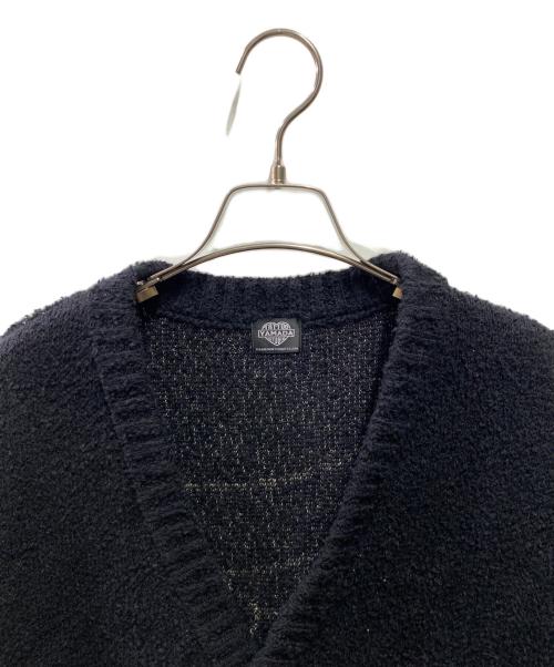 TATTOO STUDIO YAMADA（タトゥースタジオヤマダ）TATTOO STUDIO YAMADA (タトゥースタジオヤマダ) SPIDERWEB BOUCLE COTTON CARDIGAN ブラック サイズ:Ｌの古着・服飾アイテム