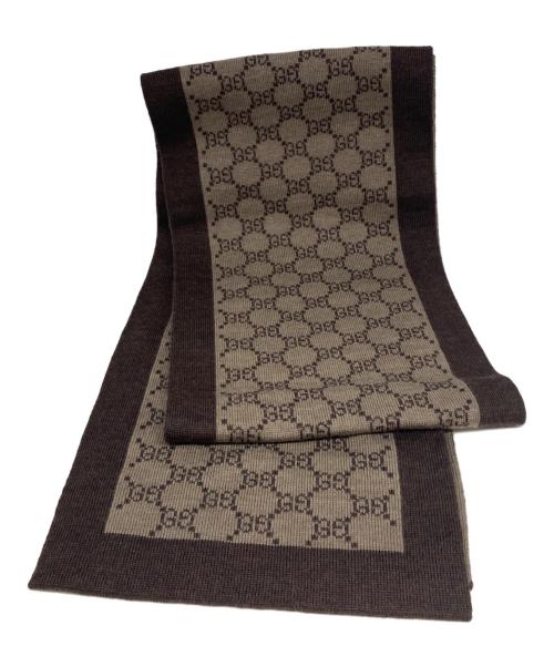 GUCCI（グッチ）GUCCI (グッチ) GG柄マフラー ブラウンの古着・服飾アイテム