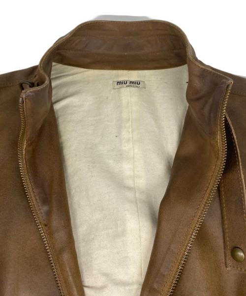 MIU MIU（ミュウミュウ）MIU MIU (ミュウミュウ) レザージャケット ブラウン サイズ:38の古着・服飾アイテム