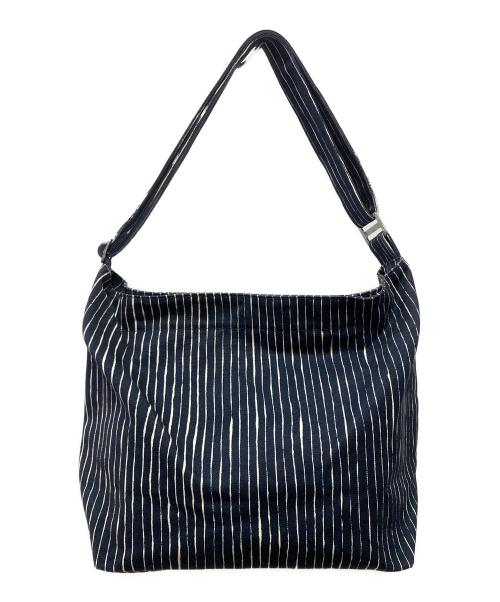 marimekko（マリメッコ）marimekko (マリメッコ) ストライプショルダーバッグ ネイビーの古着・服飾アイテム