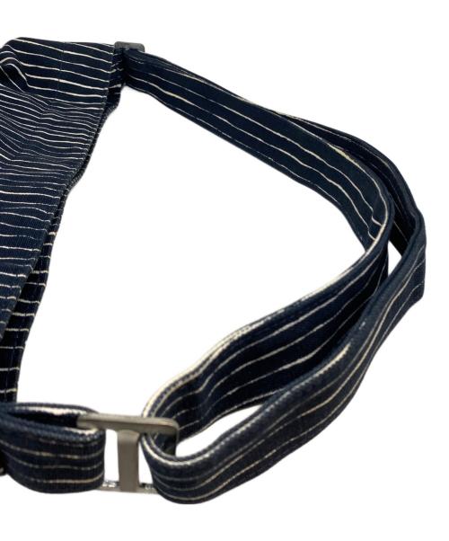 marimekko（マリメッコ）marimekko (マリメッコ) ストライプショルダーバッグ ネイビーの古着・服飾アイテム