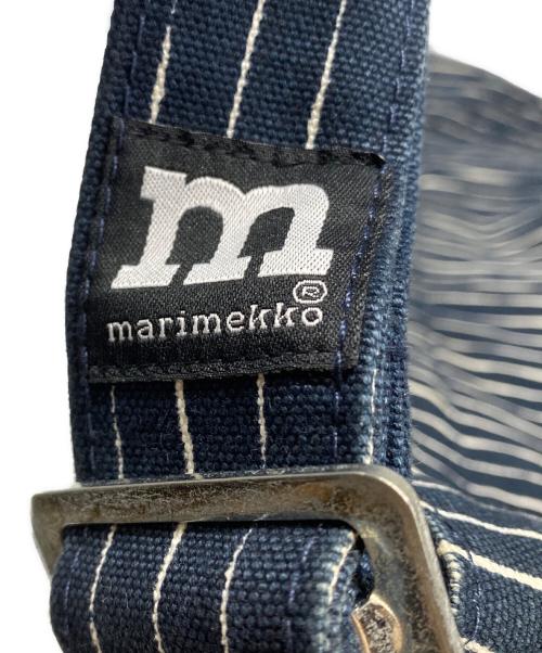 marimekko（マリメッコ）marimekko (マリメッコ) ストライプショルダーバッグ ネイビーの古着・服飾アイテム