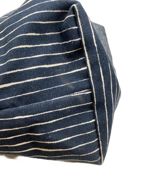 marimekko（マリメッコ）marimekko (マリメッコ) ストライプショルダーバッグ ネイビーの古着・服飾アイテム