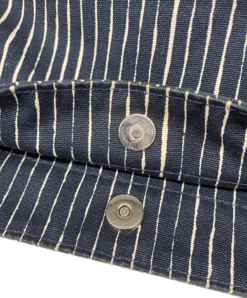 marimekko（マリメッコ）marimekko (マリメッコ) ストライプショルダーバッグ ネイビーの古着・服飾アイテム