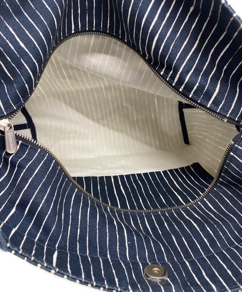 marimekko（マリメッコ）marimekko (マリメッコ) ストライプショルダーバッグ ネイビーの古着・服飾アイテム