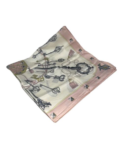 HERMES（エルメス）HERMES (エルメス) シルクスカーフ ピンク×ホワイトの古着・服飾アイテム