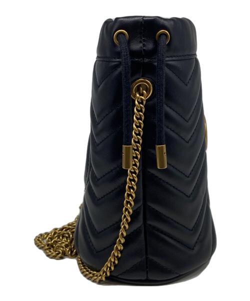 GUCCI（グッチ）GUCCI (グッチ) GGマーモント スモールバケットバッグ ブラックの古着・服飾アイテム