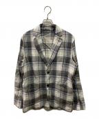LARDINIラルディーニ）の古着「JVAMAJリネンチェック2Bジャケット」｜ホワイト×グレー