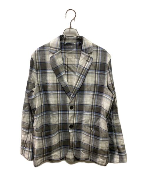 LARDINI（ラルディーニ）LARDINI (ラルディーニ) JVAMAJリネンチェック2Bジャケット ホワイト×グレー サイズ:Ｍの古着・服飾アイテム