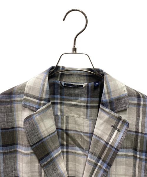 LARDINI（ラルディーニ）LARDINI (ラルディーニ) JVAMAJリネンチェック2Bジャケット ホワイト×グレー サイズ:Ｍの古着・服飾アイテム